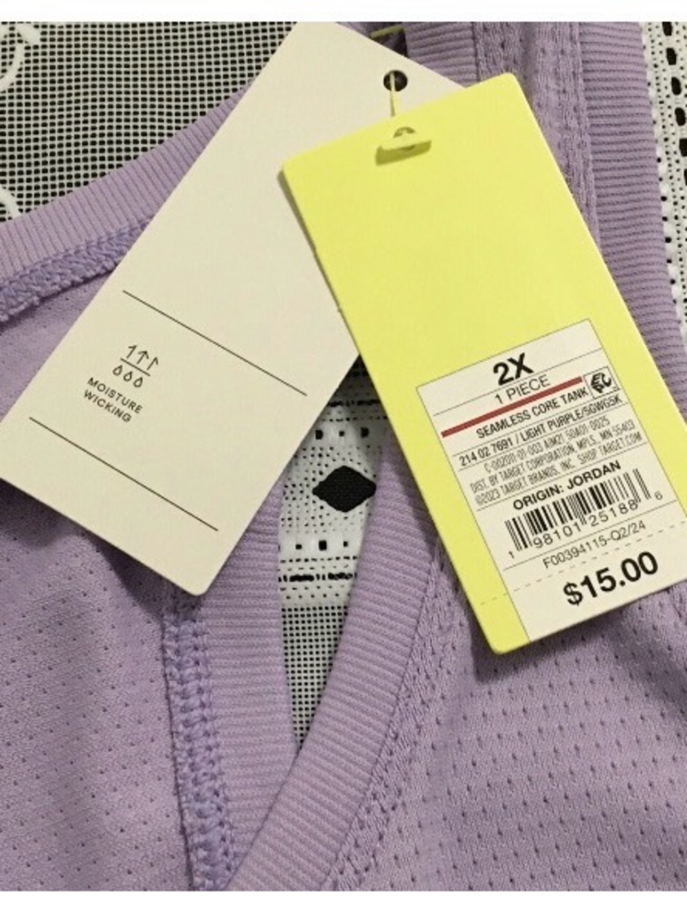 2- All in Motion Women's Size 2X Light Purple Semi Fit Hip Length Tank Top - Picture 4 of 10